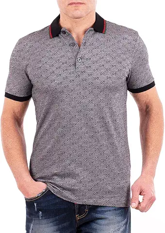 gucci polo shirt, mens gray short sleeve polo